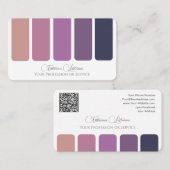 Eleganter violetter Farbpalettenkalligraphie QR-Co Visitenkarte (Vorne/Hinten)