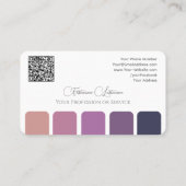 Eleganter violetter Farbpalettenkalligraphie QR-Co Visitenkarte (Rückseite)