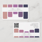 Eleganter violetter Farbpalettenkalligraphie QR-Co Visitenkarte (Vorne/Hinten)