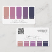 Eleganter violetter Farbpalettenkalligraphie QR-Co Visitenkarte (Vorne/Hinten)