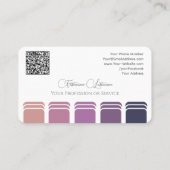 Eleganter violetter Farbpalettenkalligraphie QR-Co Visitenkarte (Rückseite)