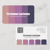 Eleganter violetter Farbpalettenkalligraphie QR-Co Visitenkarte (Vorne/Hinten)