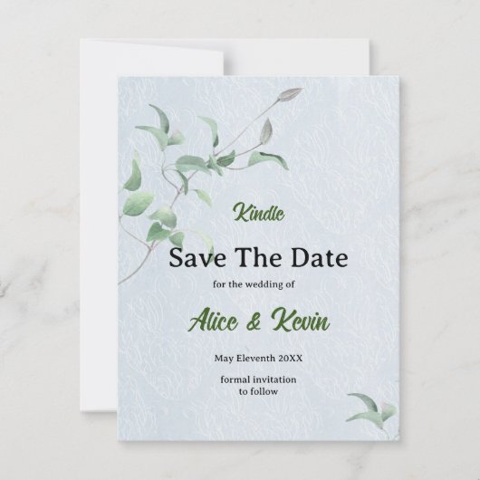 Eleganter violetter Knospen auf himmelblauem Hinte Save The Date (Vorderseite)