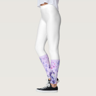 Eleganter violetter Schmetterling und floraler Knö Leggings