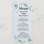 Eleganter violetter Zweig auf himmelblauem Hinterg Menükarte (Vorne/Hinten)