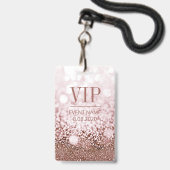 Eleganter VIP Access Event-Rose Rosa Glitzer Ausweis (Vorderseite mit Lanyard)