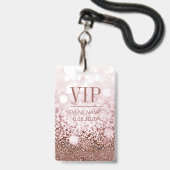 Eleganter VIP Access Event-Rose Rosa Glitzer Ausweis (Rückseite mit Lanyard)