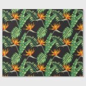 Eleganter Vogel des Paradieses Tropenflorale Geschenkpapier (Flach)
