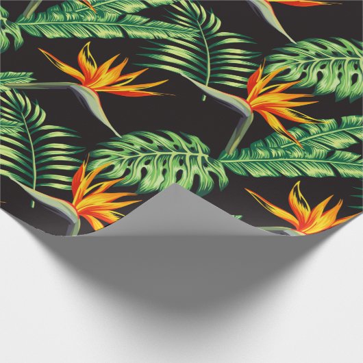 Eleganter Vogel des Paradieses Tropenflorale Geschenkpapier (Ecke)