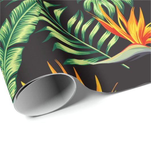 Eleganter Vogel des Paradieses Tropenflorale Geschenkpapier (Rolleneckpunkt)