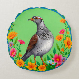 Eleganter Vogelschmuck, naturinspirierte künstleri Rundes Kissen