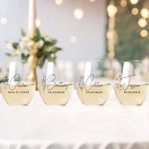 Eleganter Vorschlag für Personalisierte Bridesmaid Weinglas Ohne Stiel