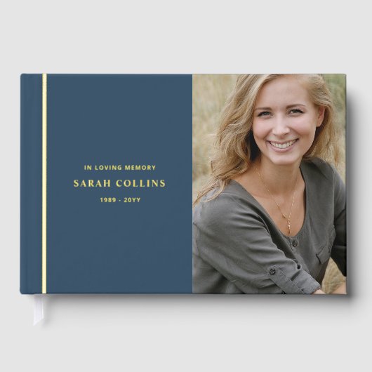 Eleganter wahrer Auftritt, in Love Memory Blue Bee Gästebuch (Vorderseite)