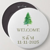 Eleganter Wald-Baum-Blumen-Monogramm-Hochzeit Button (Vorne & Hinten)