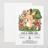 Eleganter Wald Bunny Einladung (Vorne/Hinten)