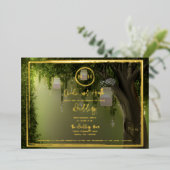 Eleganter Wald Floral Jars Lights Wedding Gold Folieneinladung (Stehend vorne)