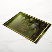 Eleganter Wald Floral Jars Lights Wedding Gold Folieneinladung (Gedreht)