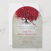 Eleganter Wald Red Heart Leaf Tree Wedding Einladu Einladung (Vorderseite)