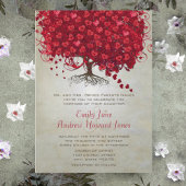 Eleganter Wald Red Heart Leaf Tree Wedding Einladu Einladung