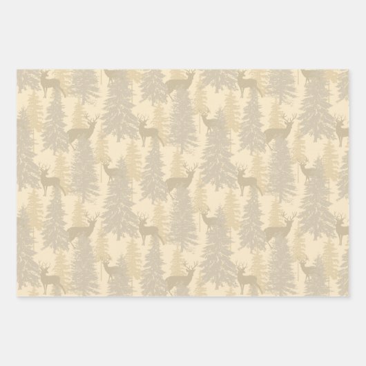 Eleganter Wald und Hirsche Geschenkpapier Set (Vorderseite 2)