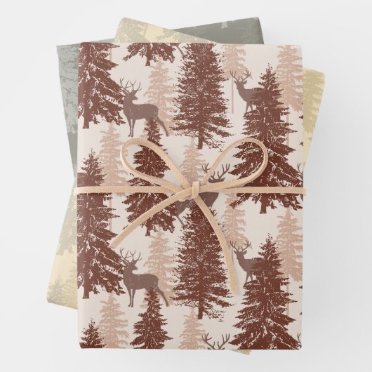 Eleganter Wald und Hirsche Geschenkpapier Set (Beispiel)