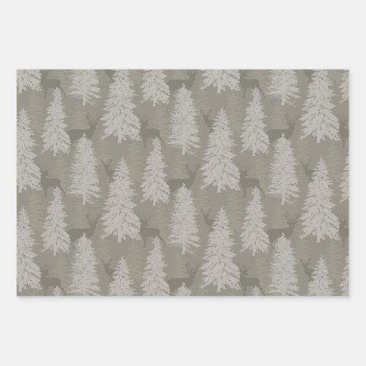 Eleganter Wald und Hirsche Geschenkpapier Set (Vorderseite 3)