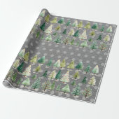 Eleganter Wald von Weihnachtsbaumen auf Steel Gray Geschenkpapier (Ungerollt)