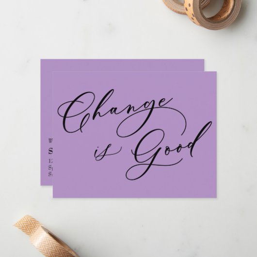 Eleganter Wandel ist eine gute Ankündigung Lila Be (Vorderseite/Rückseite Beispiel)