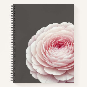 Eleganter warmer Holzkohle-Rosé-Blumen-Botanik Notizblock