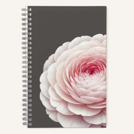 Eleganter warmer Holzkohle-Rosé-Blumen-Botanik Notizblock