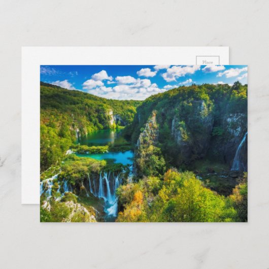 Eleganter Wasserfall landschaftlich, Kroatien Postkarte (Vorne/Hinten)