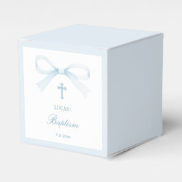 Eleganter Wasserfarbe Blau Bogen Taufwürfel Geschenkschachtel