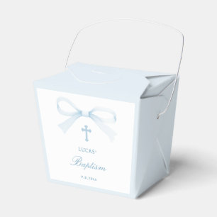 Eleganter Wasserfarbe Blau Schleife Taufe Take Out Geschenkschachtel