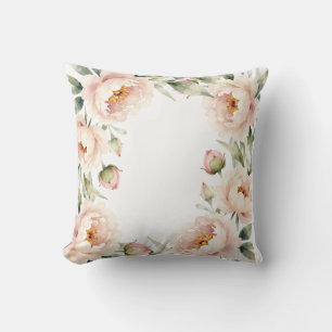 Eleganter Wasserfarbe-Blush-Pfingstrosen-Blumenhin Kissen