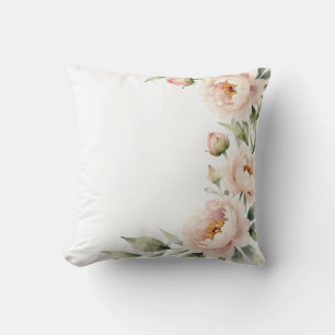 Eleganter Wasserfarbe-Blush-Pfingstrosen-Blumenhin Kissen