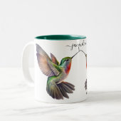 Eleganter Wasserfarbe Hummingbird Personalisierter Zweifarbige Tasse (Vorderseite Links)