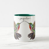 Eleganter Wasserfarbe Hummingbird Personalisierter Zweifarbige Tasse (Mittel)