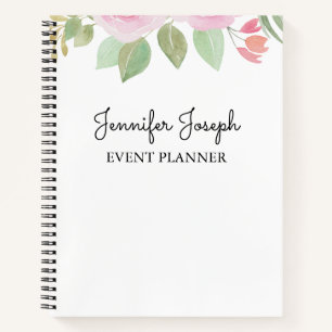 Eleganter Wasserfarbe Rosa Rosen Blumen Eventplane Notizblock