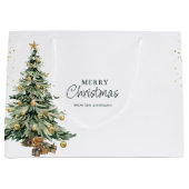 Eleganter Wasserfarben-Baum-Sterne Weihnachtsfeier Große Geschenktüte (Vorderseite)