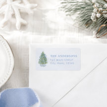 Eleganter Wasserfarben-Blauer-Christbaum-Feiertag