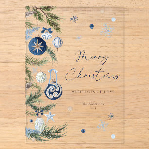 Eleganter Wasserfarben-Blauer Weihnachtsschmuck Acryleinladungen