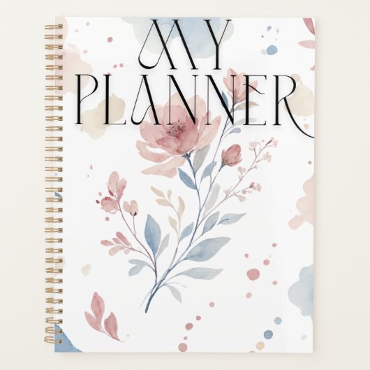 Eleganter Wasserfarben-Blumen-"Mein Planer" Planer (Vorderseite)