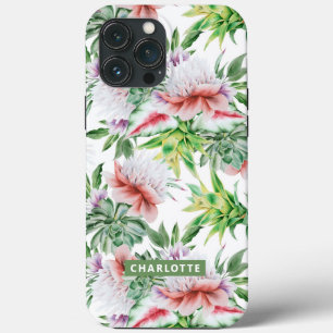 Eleganter Wasserfarben-Botanischer-Blumen-Name Case-Mate iPhone Hülle