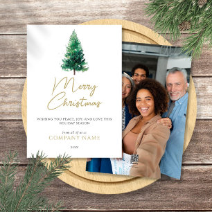 Eleganter Wasserfarben-Christmas-Tree-Foto-Unterne Feiertagskarte