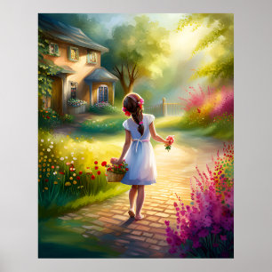 Eleganter Wasserfarben-Garten der Träume AI-Malere Poster