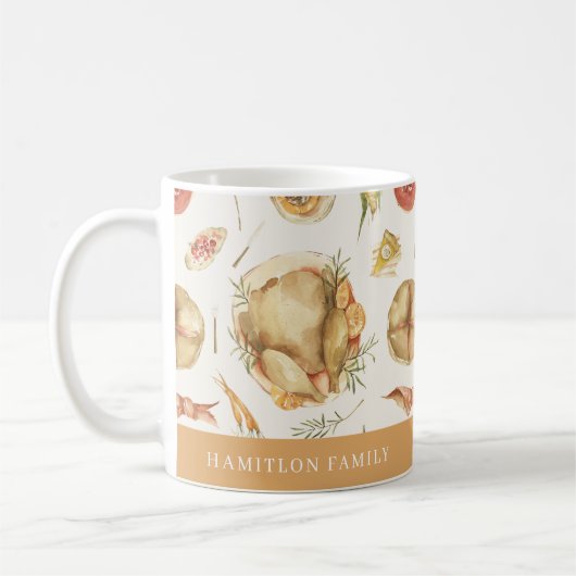 Eleganter Wasserfarben Herbst Türkei Erntedank Kaffeetasse (Links)