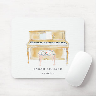 Eleganter Wasserfarben Klaviermusiker Musiklehrer Mousepad