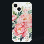 Eleganter Wasserfarben Rosa Personalisierter Name Case-Mate iPhone 14 Hülle<br><div class="desc">Das elegante Watercolor Pink Floral Personalisiert Name iPhone Case bietet elegante rosa Aquarellfarben-Blume mit grünen Blätter auf weißem Hintergrund mit Ihrem personalisierten Namen in der modernen Kalligraphie-Schrift Typografie. Perfekt als personalisiertes Geschenk für Mama,  Ehefrau,  Schwester,  Großmutter zum Geburtstag,  Weihnachten,  Feiertage,  Muttertag und vieles mehr. Entworfen von ©Evco Studio www.zazzle.com/store/evcostudio</div>