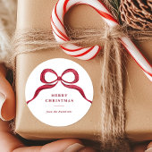 Eleganter Wasserfarben-Roter Bogen Frohe Weihnacht Runder Aufkleber