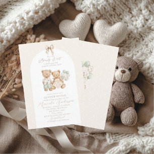 Eleganter Wasserfarben-Teddybär Geschlecht verrate Einladung